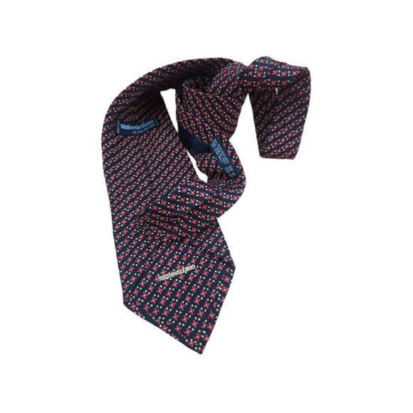SANTOSTEFANO DI ITALO FERRETTI Navy Floral Silk Tie ITALY 59"/ 4" EC - Picture 10 of 11
